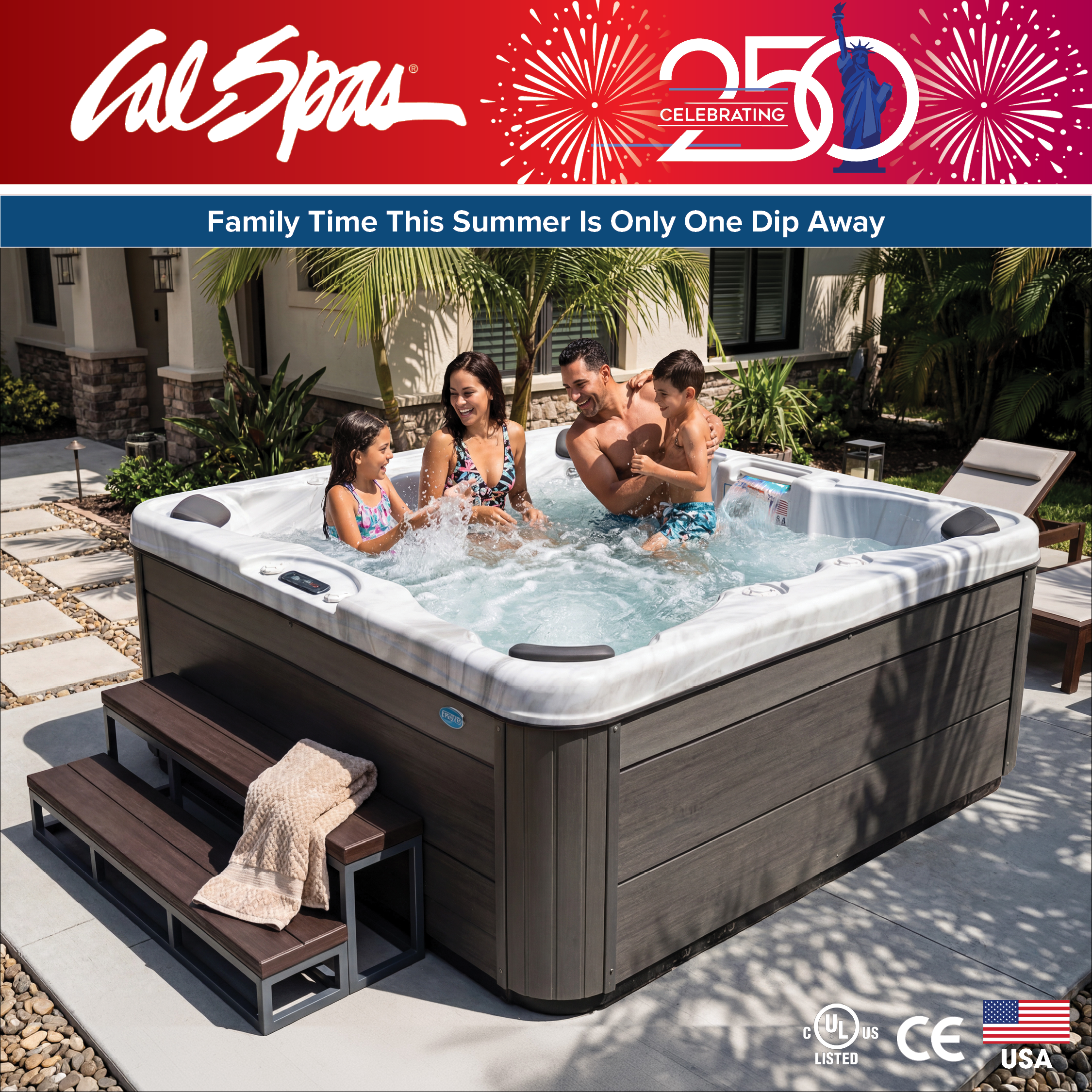 Calspas hot tub being used in a family setting - Weatherford